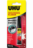UHU blitzschnell PIPETTE CONTROL Sekundenkleber 3,0 g UHU blitzschnell PIPETTE CONTROL Sekundenkleber 3,0 g