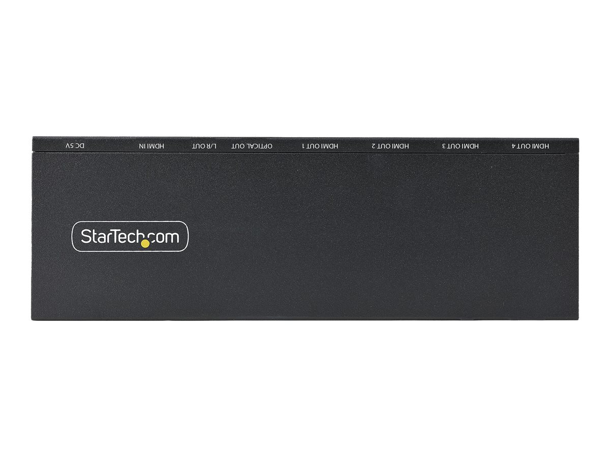 STARTECH.COM 4-Port 4K HDMI Splitter 1x4 4K 60Hz HDMI 2.0 Video 4k HDMI Verteiler mit Skalierer 1 In 4 Out HDMI 3.5mm/Opti Audio Pt