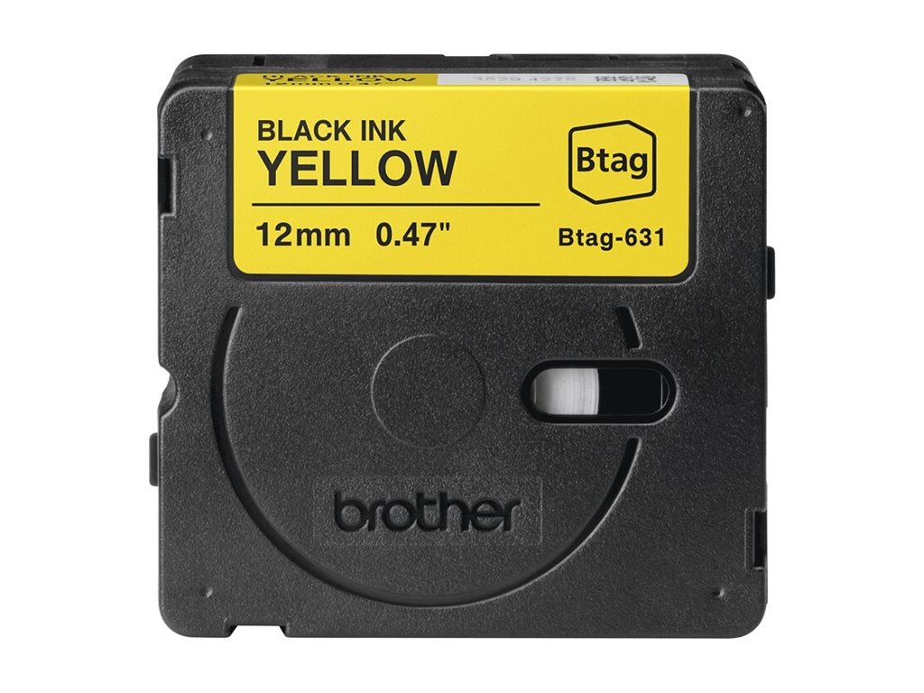 BROTHER 12MM BTAG631 Ribbon Black on Yellow