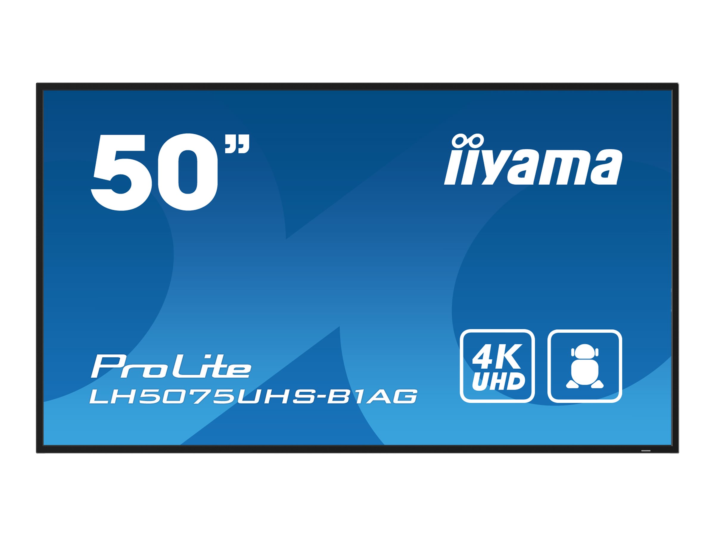 IIYAMA LH5075UHS-B1AG 127cm 50Zoll 3840x2160 UHD VA panel 500cd/m2 5000:1 Static Contrast 9,5ms Landscape or Portrait mode IIYAMA LH5075UHS-B1AG 127cm 50Zoll 3840x2160 UHD VA panel 500cd/m2 5000:1 Static Contrast 9,5ms Landscape or Portrait mode
