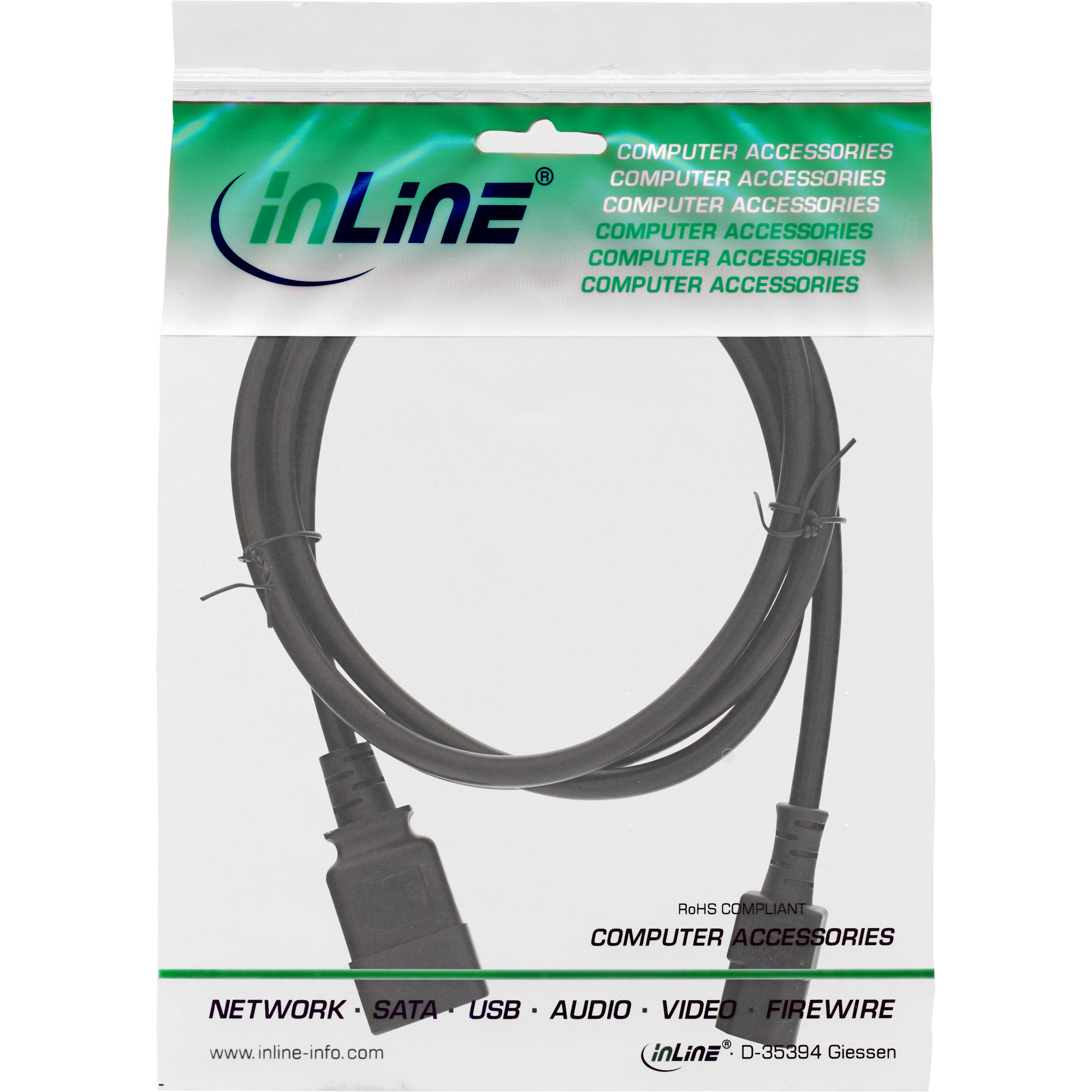 INLINE Netz Adapterkabel IEC-60320 C20 auf C13 max. 10A schwarz 2m INLINE Netz Adapterkabel IEC-60320 C20 auf C13 max. 10A schwarz 2m