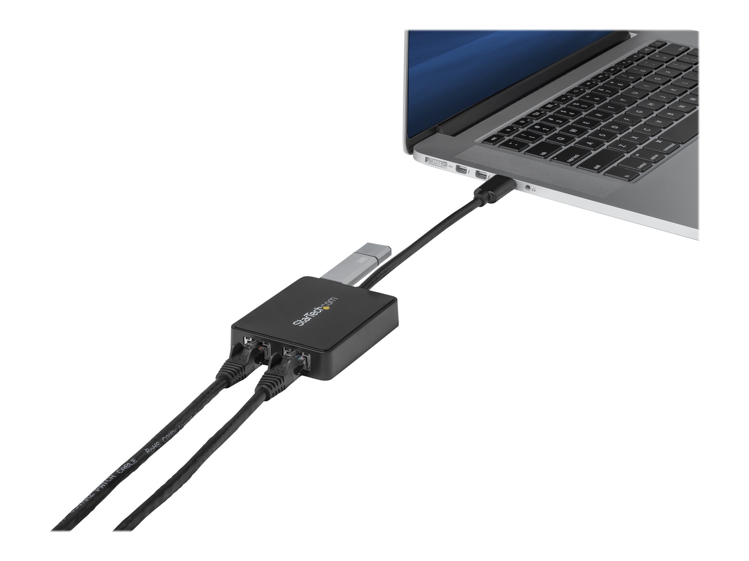 StarTech.com USB 3.0 SuperSpeed auf Dual Port Gigabit Ethernet LAN Adapter - 10/100/1000 NIC Netzwerkadapter mit USB-Port - Schwarz - Netzwerkadapter - USB 3.0 - 2 Anschlüsse