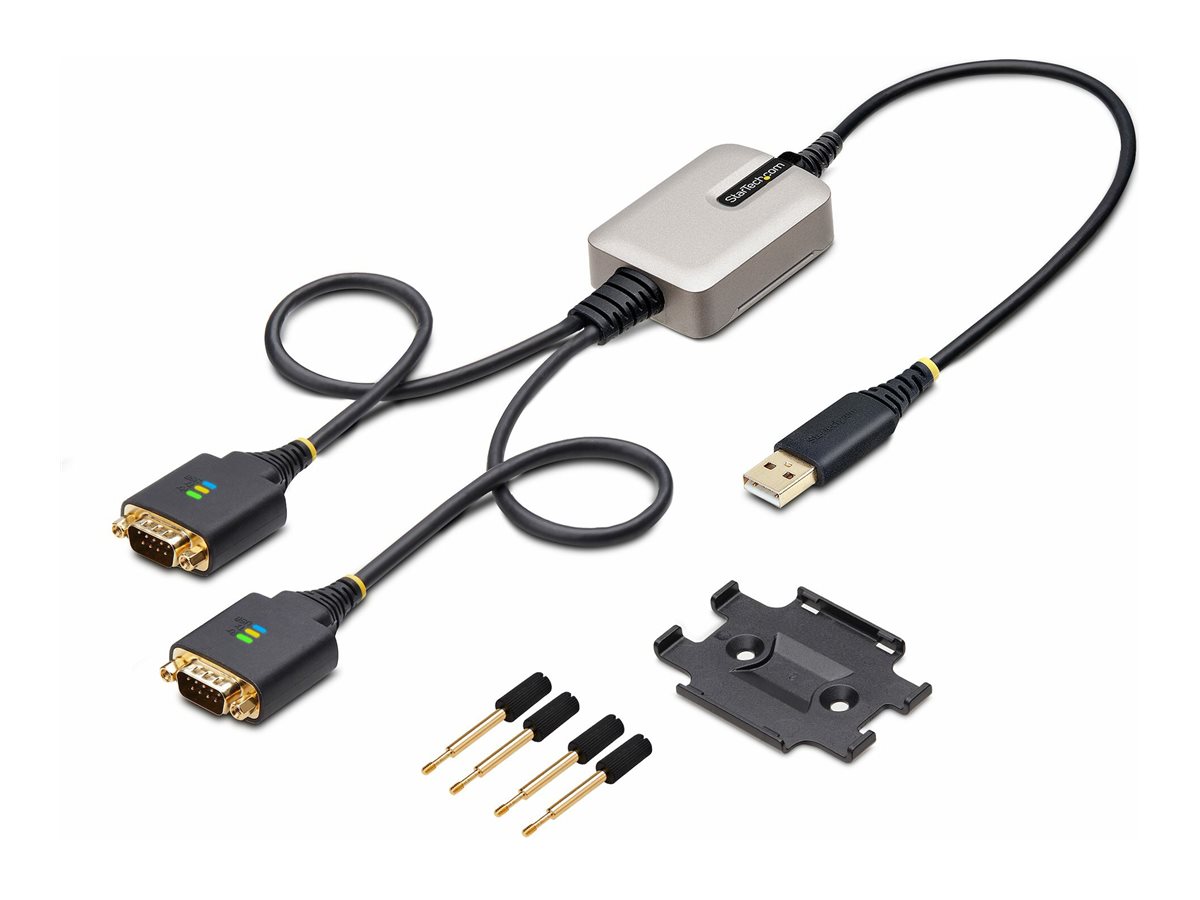 STARTECH.COM 60cm 24Zoll 2-Port USB auf Seriell Adapter COM-Retention,FTDI USB-A zu DB9 RS232 Kabel Wechselbare Schrauben/Muttern