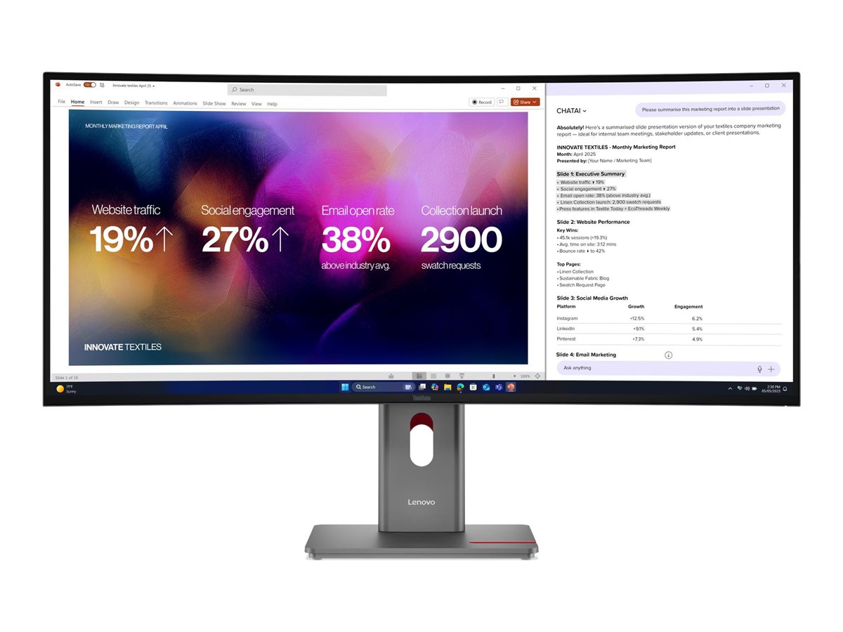 LENOVO ThinkVision P40WD40 101,60cm 40Zoll ECOIPS 5120 x 2160 219 120Hz 300cdm2 8ms HDMI DP
