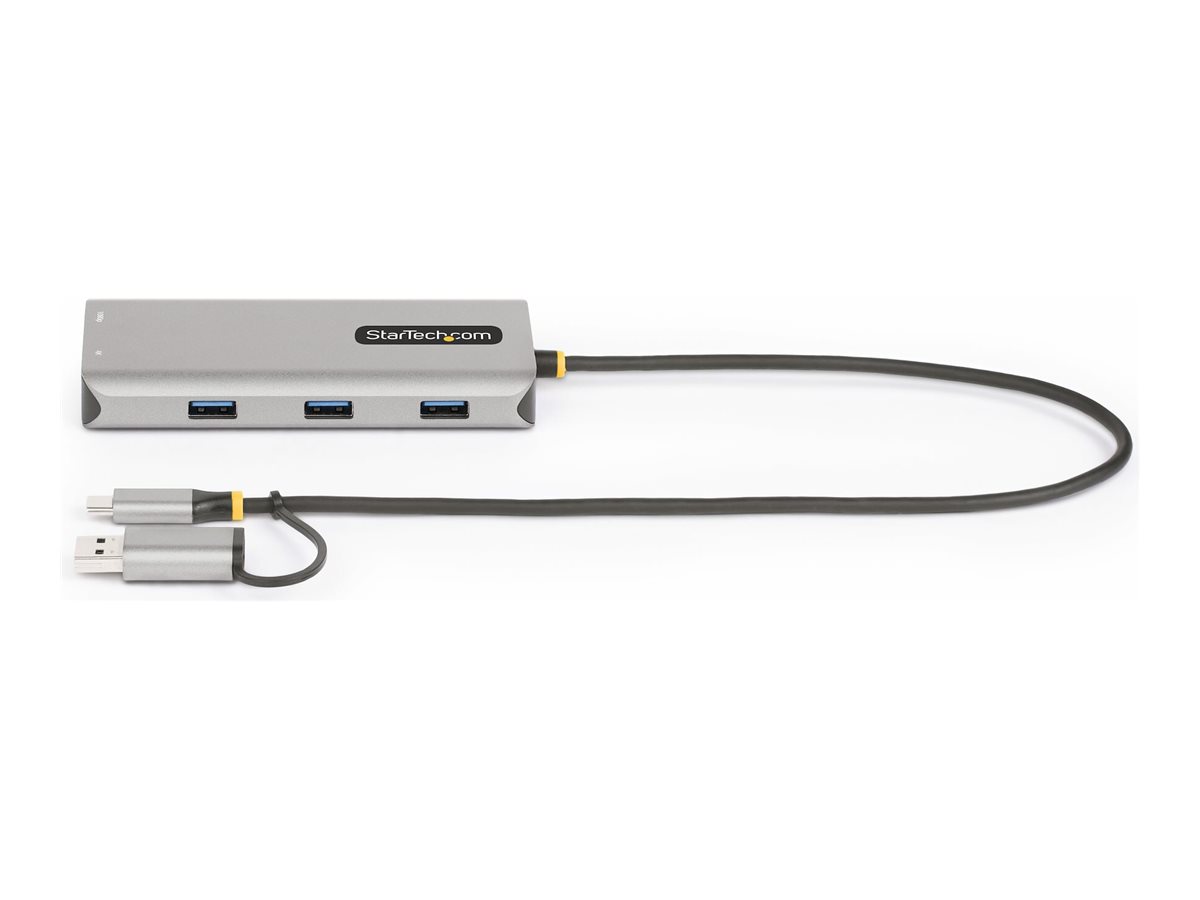 STARTECH.COM USB-C and USB-A Multiport Adapter Dual HDMI 4K/1080p 3Port USB Hub USB-C to A Dongle Mini Travel Laptop Docking Station
