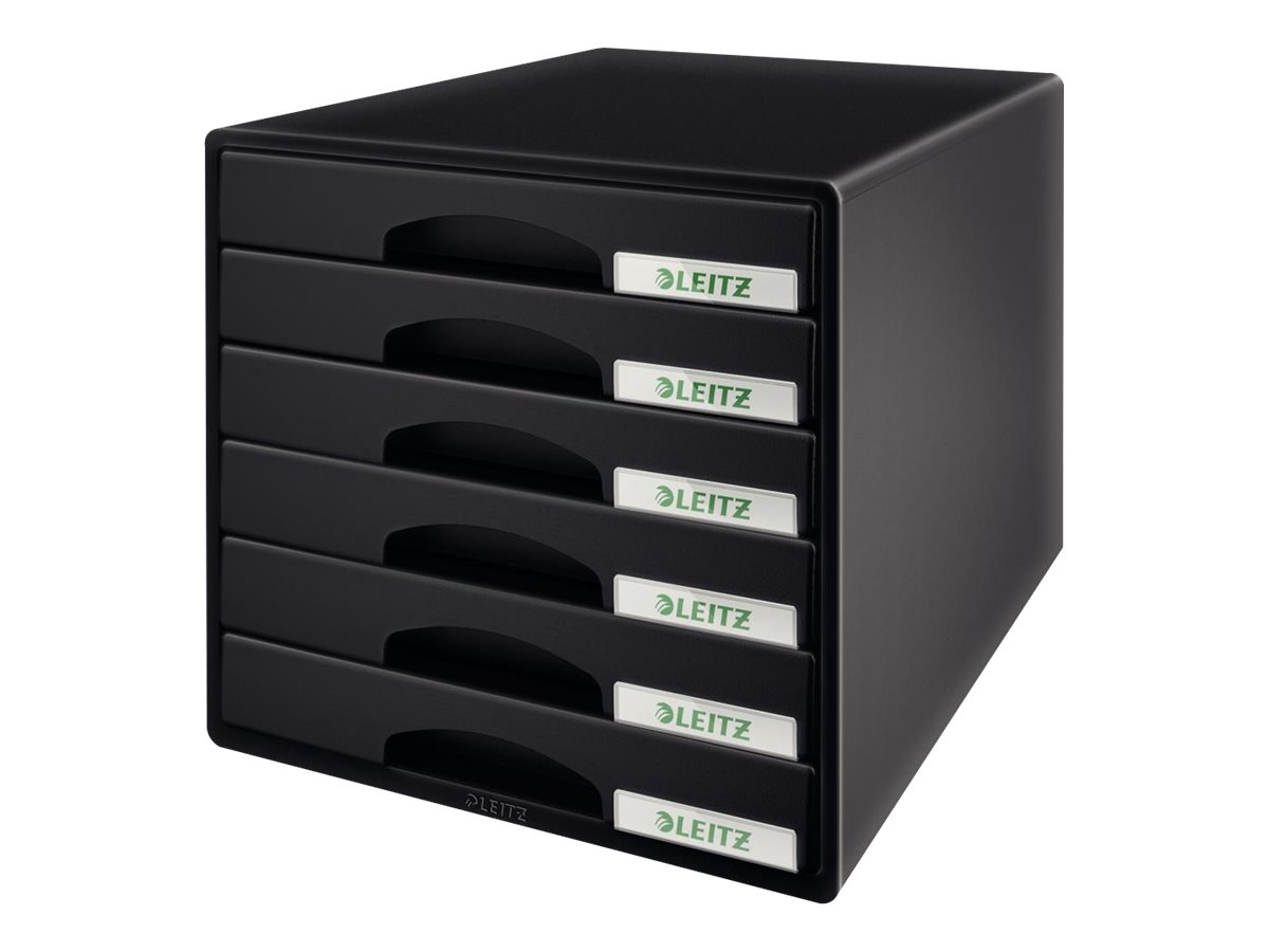 LEITZ Schubladenbox Plus  schwarz 52120095, DIN A4 mit 6 Schubladen