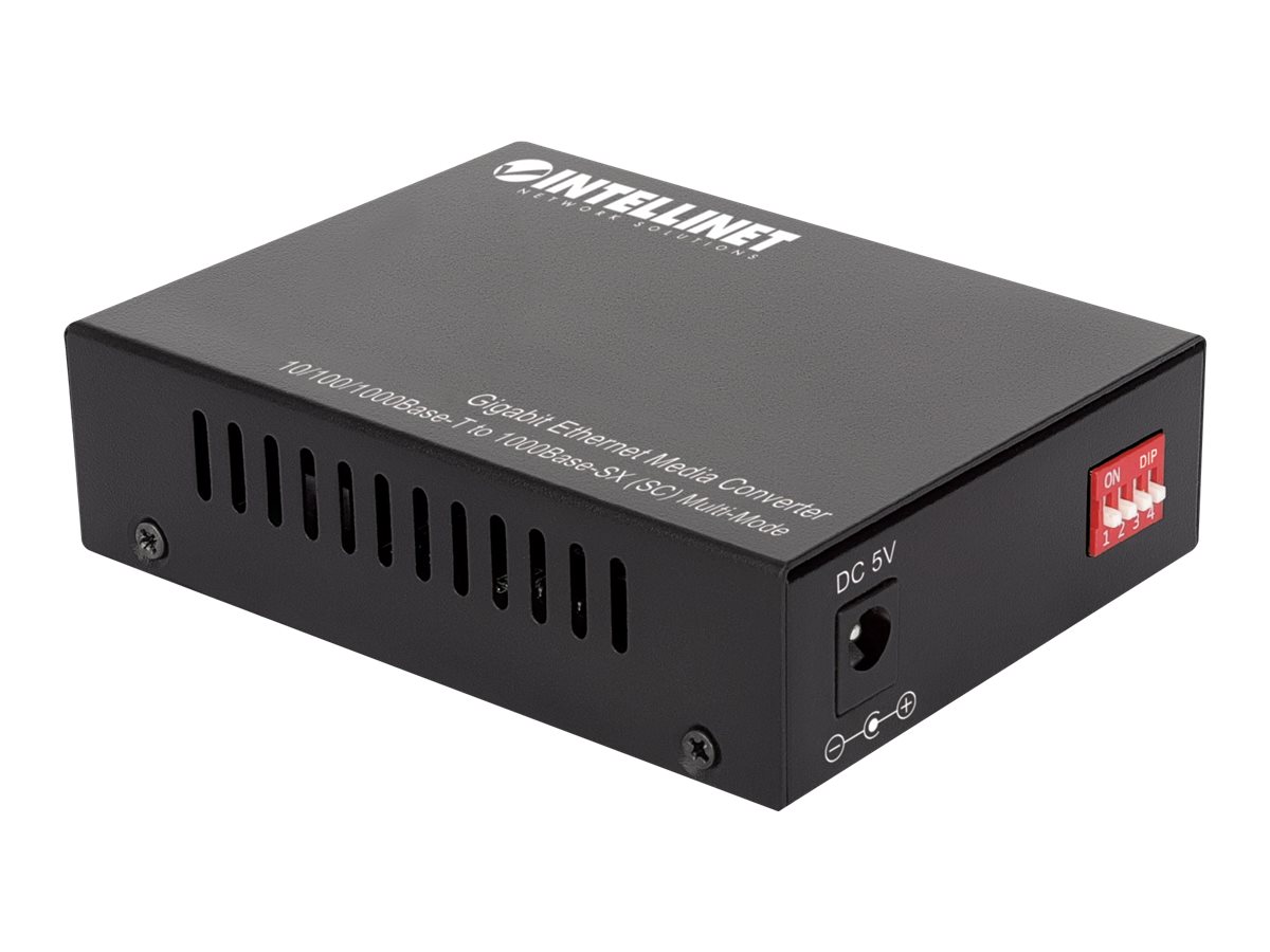 INTELLINET Gigabit Ethernet Medienkonverter 10/100/1000Base-T auf 1000Base-SX SC Multimode 550 m Autonegotiation INTELLINET Gigabit Ethernet Medienkonverter 10/100/1000Base-T auf 1000Base-SX SC Multimode 550 m Autonegotiation