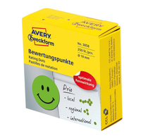AVERY Zweckform Bewertungspunkte 3858 Gesicht, gruen, 250 Etiketten AVERY Zweckform Bewertungspunkte 3858 Gesicht, gruen, 250 Etiketten