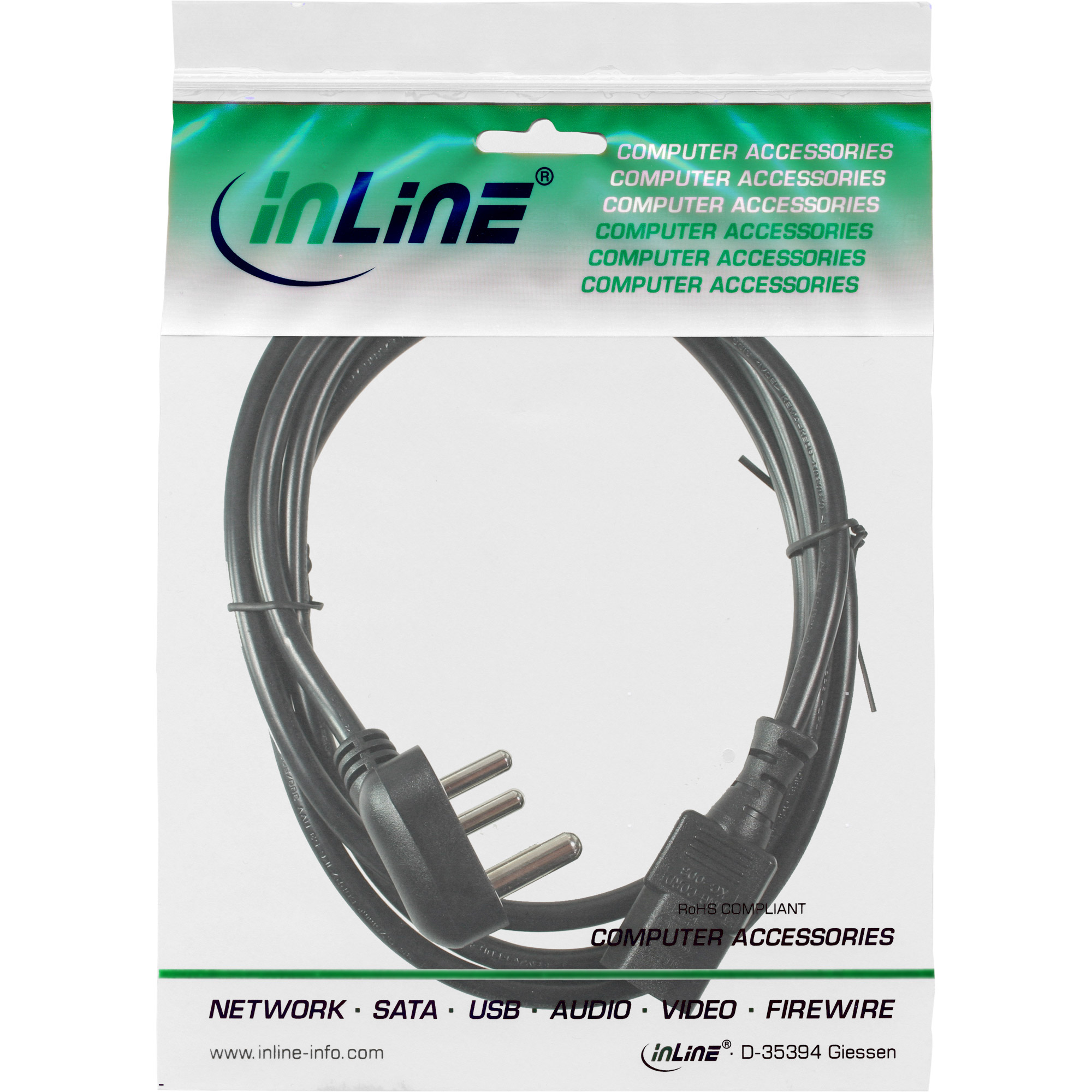 INLINE Netzkabel Netzstecker Suedafrika auf Kaltgeraetestecker C13 1,8m schwarz INLINE Netzkabel Netzstecker Suedafrika auf Kaltgeraetestecker C13 1,8m schwarz