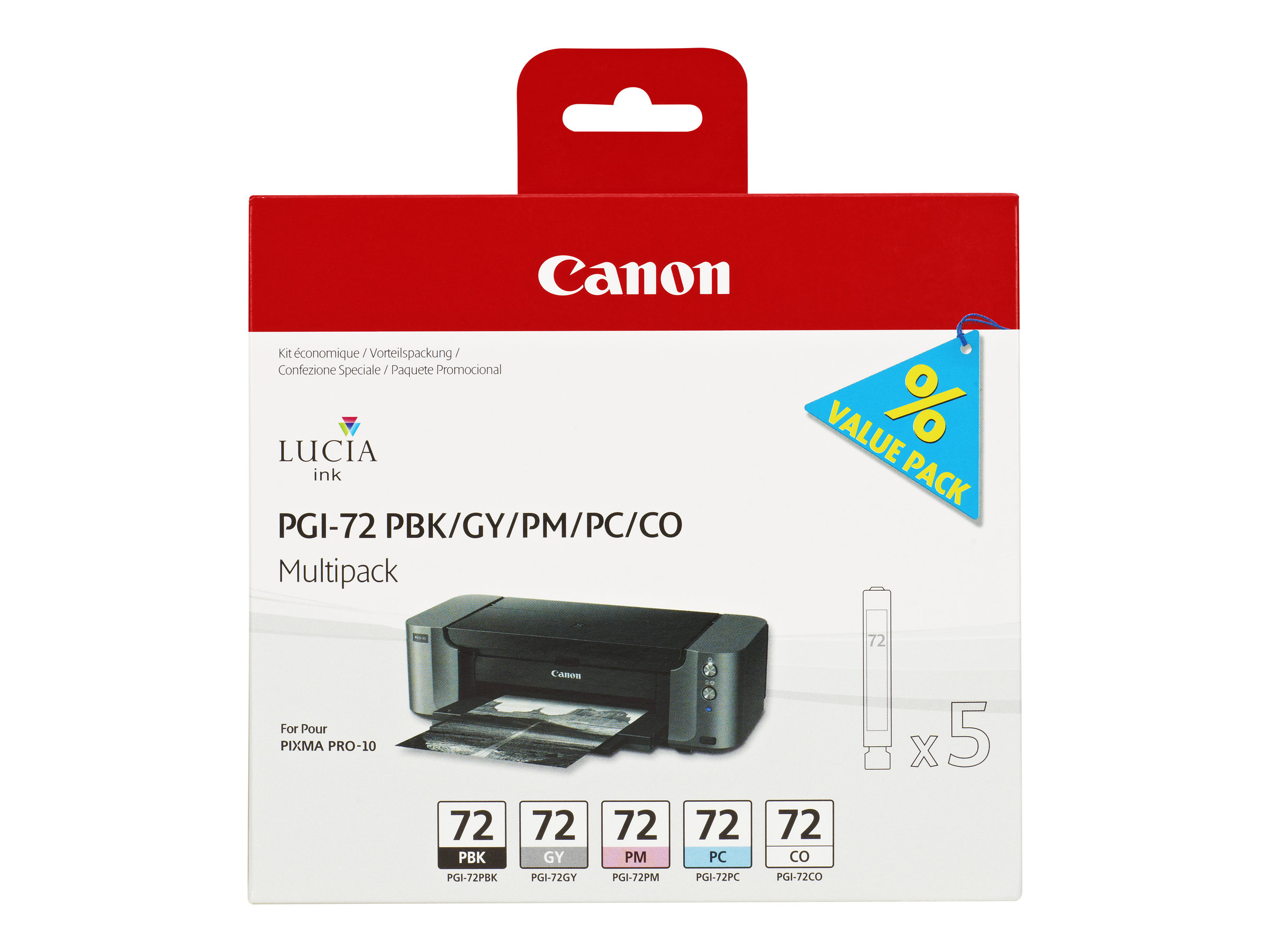 Canon PGI-72 PBK/GY/PM/PC/CO  schwarz, grau, foto magenta, foto cyan, Chroma Optimizer Druckerpatronen, 5er-Set