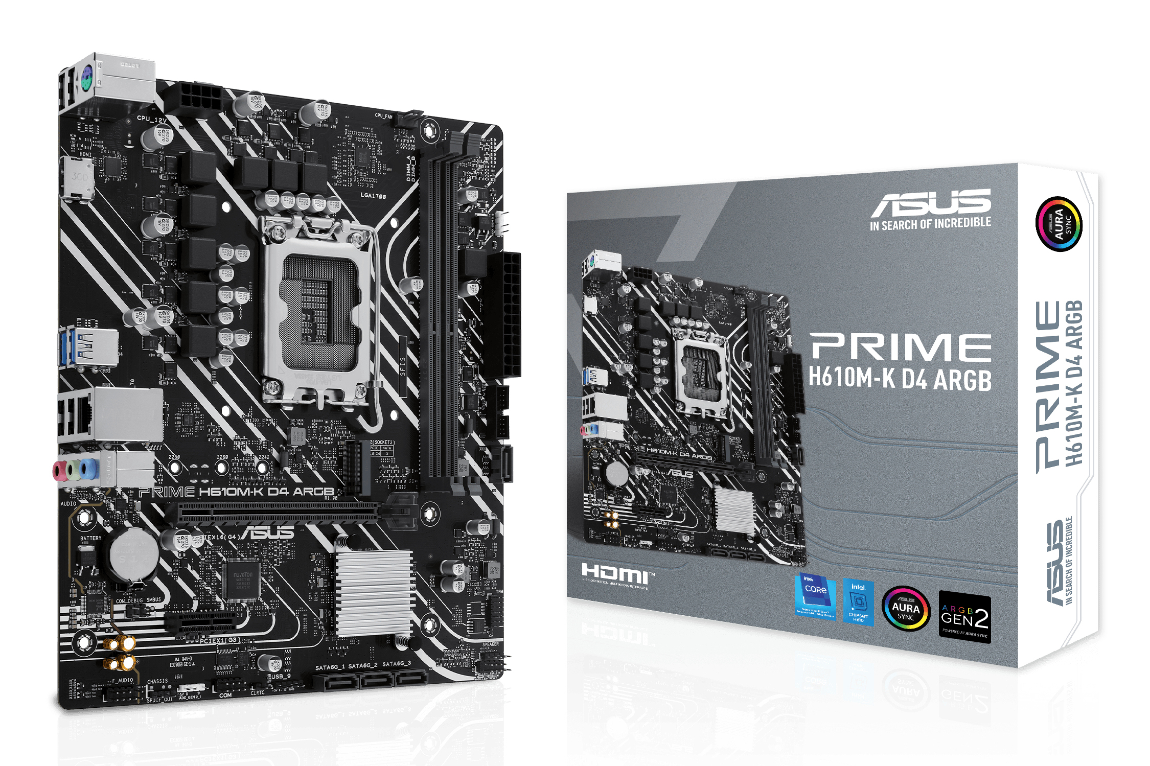 ASUS PRIME H610MK D4 ARGB LGA1700 microATX motherboard 2xDDR4 4xSATA PCIe 40 M2 slot
