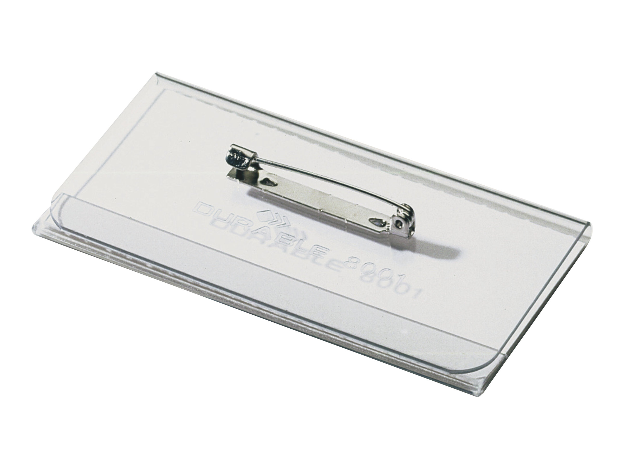 100 DURABLE Namensschilder mit Nadel 7,5 x 4,0 cm