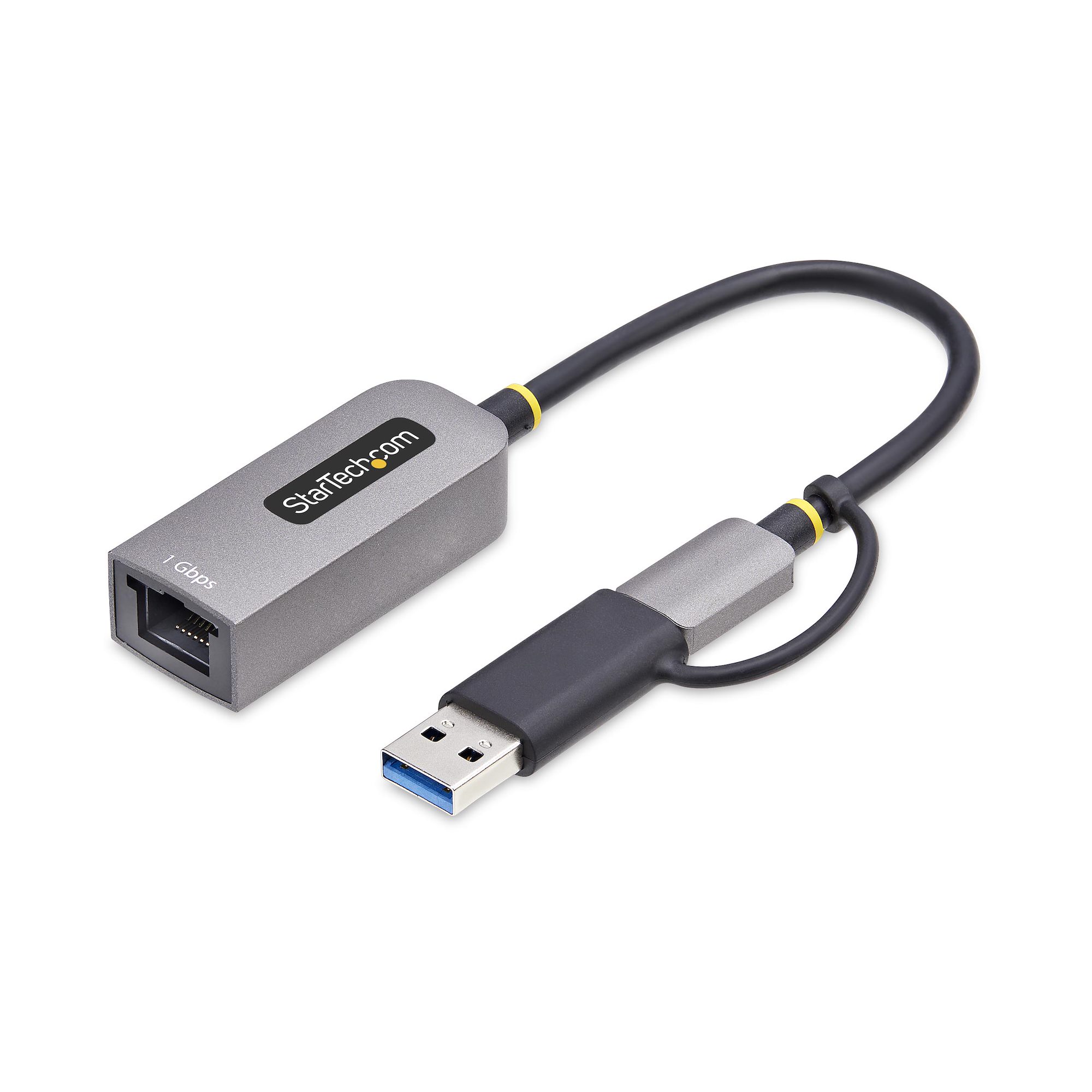 STARTECHCOM USBC Ethernet Adapter mit USBA Dongle 101001000Mbps USB Gigabit Adapter 15cm Kabel USB Ethernet Adapter