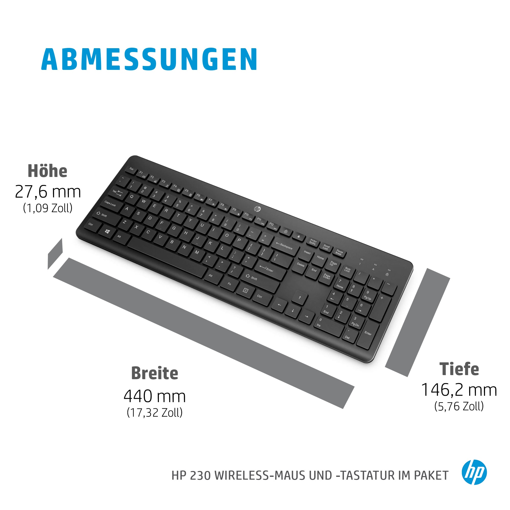 HP TastaturMaus 230 Kabellos Weiss Deutsch