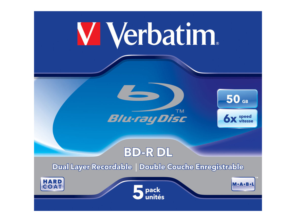 Bluray Verbatim 50GB 5pcs Spin 6x Withe Blue Surface