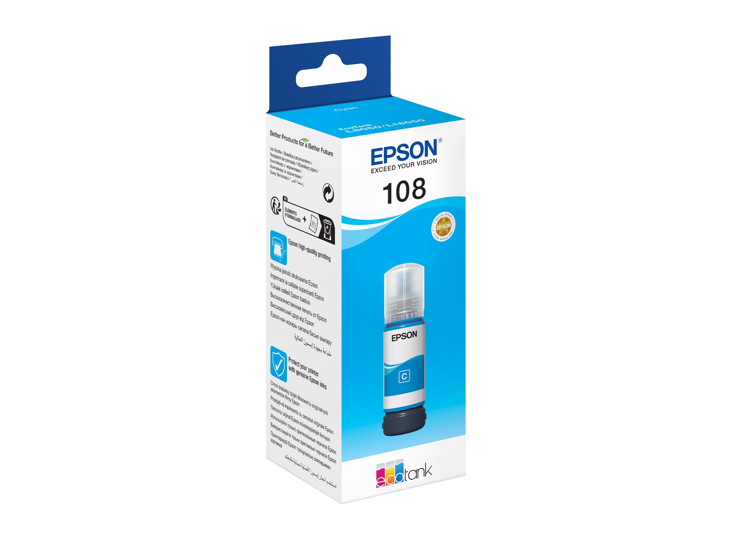 EPSON 1LB 108 EcoTank Cyan Ink Bottle EPSON 1LB 108 EcoTank Cyan Ink Bottle