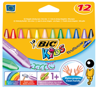 BIC Kids Plastidecor Triangle Wachsmalstifte farbsortiert, 12 St