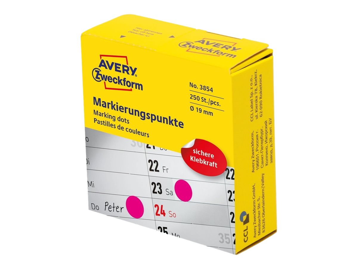 AVERY Zweckform Klebepunkte 3854 magenta Ø 19,0 mm, 250 St. AVERY Zweckform Klebepunkte 3854 magenta Ø 19,0 mm, 250 St.