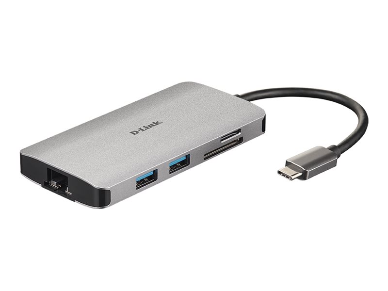 D-LINK DUB-M810 8-in-1 USB-C Hub 3x USB-A 1x HDMI 1x USB-C bis 100W 1x SD/microSD/SDHC/SDXC 1x RJ-45