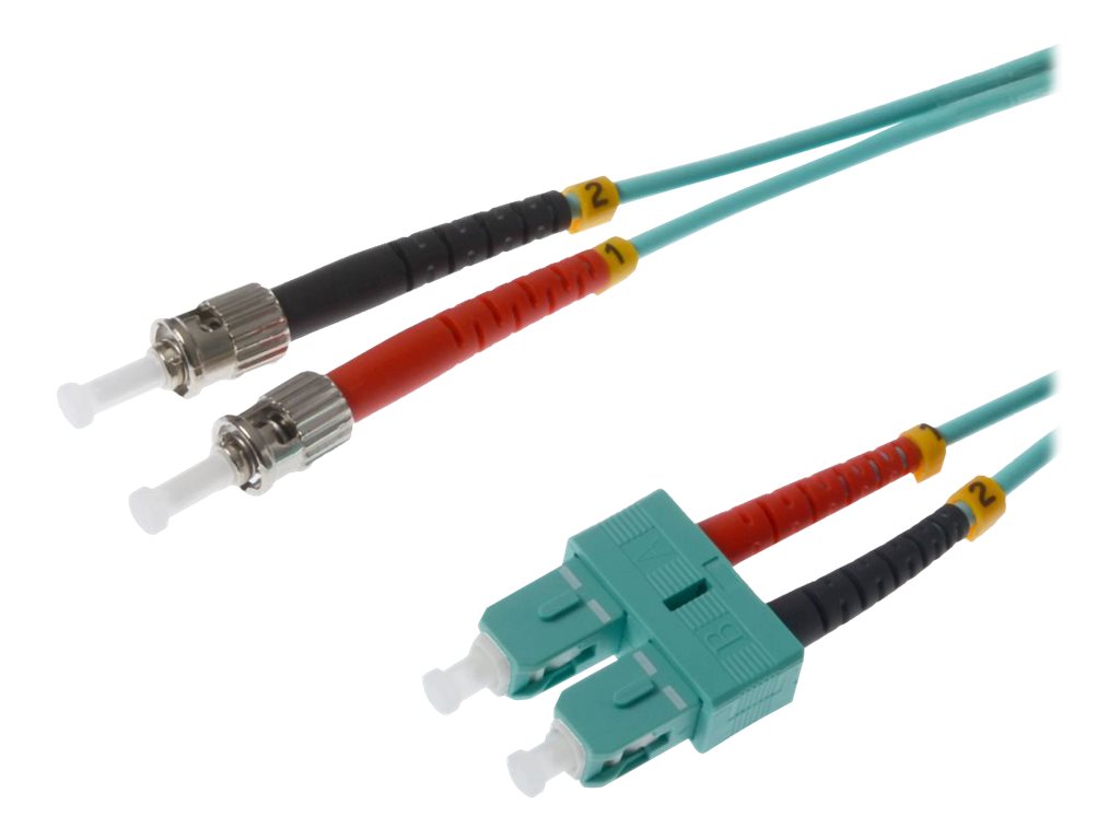 helos LWL Patchkabel SC/ST Duplex 50/125µm OM3 aqua 1,0m