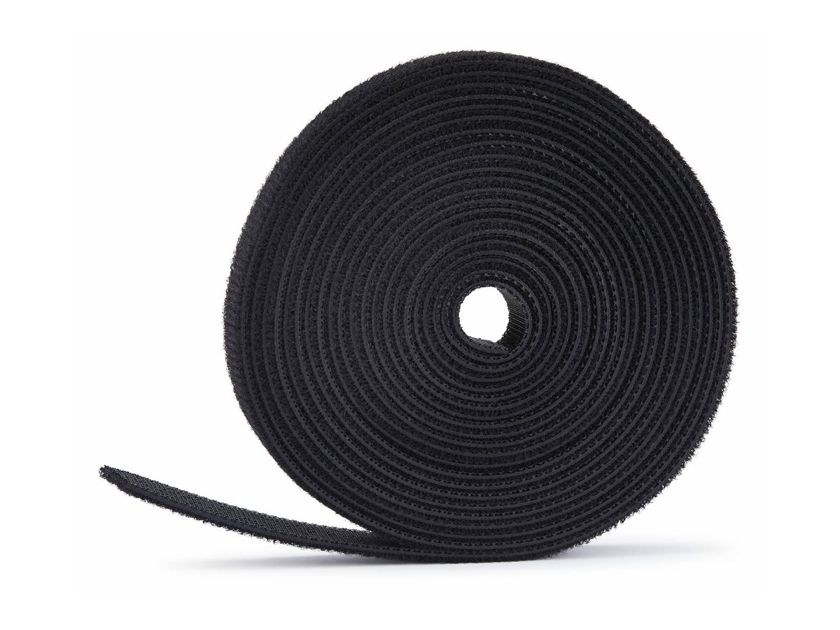 STARTECHCOM 22,8m Klettbandrolle schwarz 12,7mm breit zuschneidbar wiederverwendbare Kabelbinder Klettverschluss Rolle