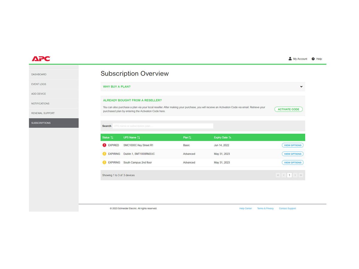 APC 1-UPS Standard 1Y Plan Smart Connect
