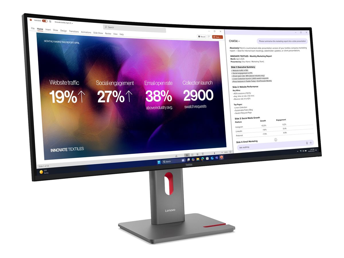 LENOVO ThinkVision P40WD40 101,60cm 40Zoll ECOIPS 5120 x 2160 219 120Hz 300cdm2 8ms HDMI DP