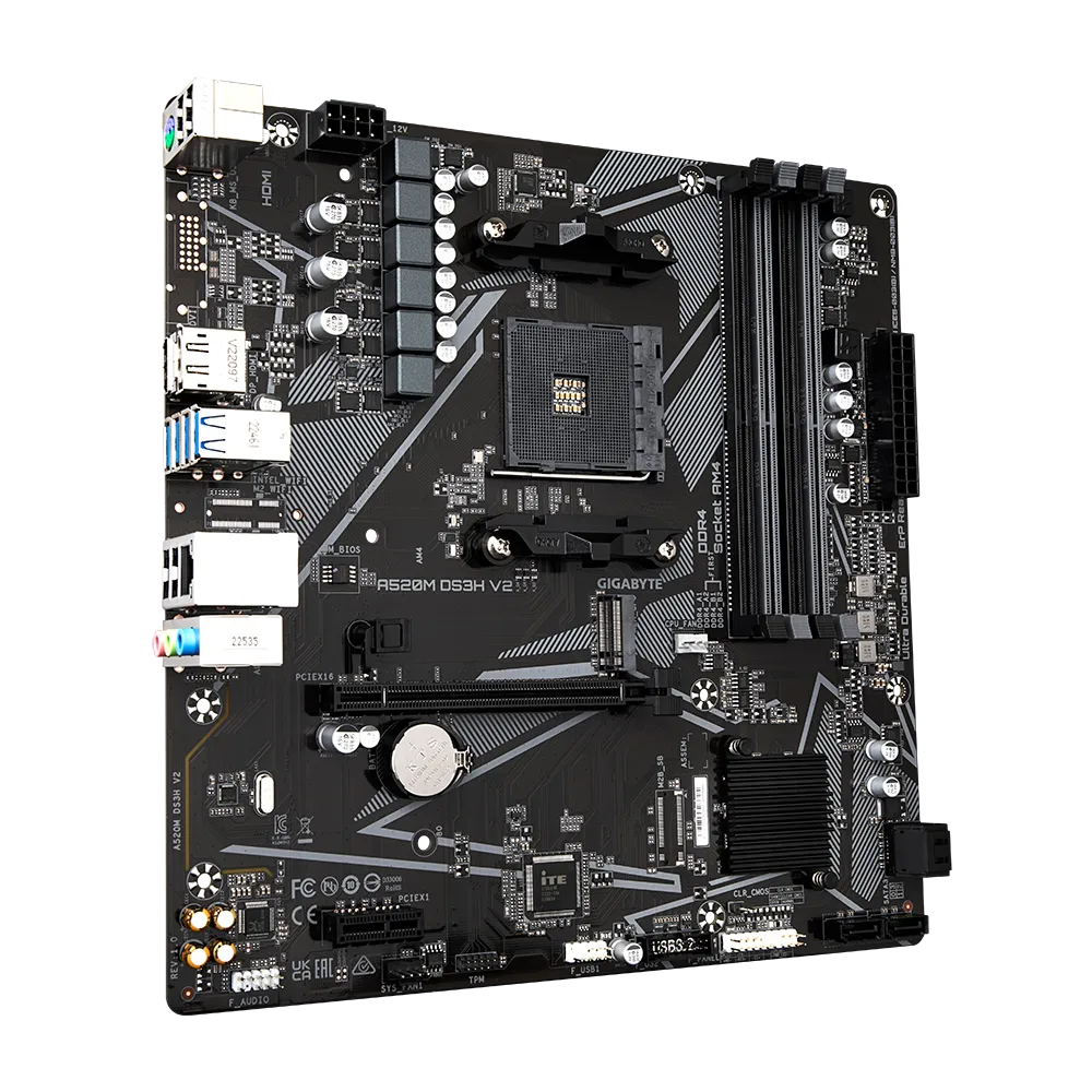 GIGABYTE A520M DS3H V2 AM4 4xDDR4 Micro ATX MB 4xSATA 1xM2