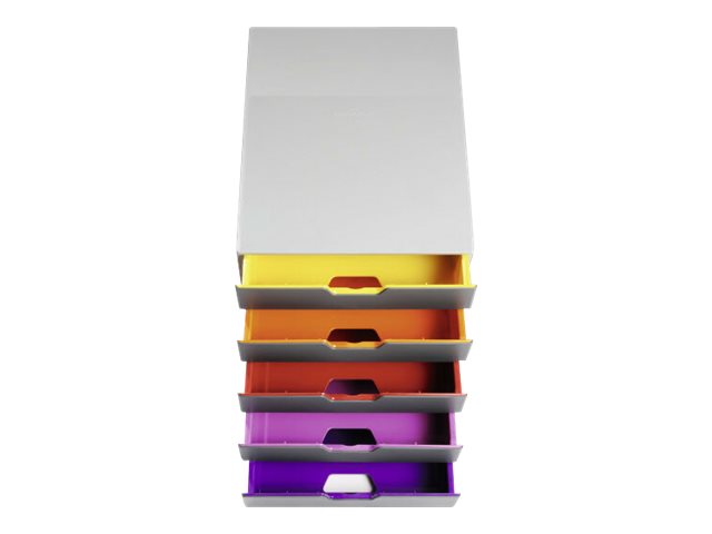 DURABLE Schubladenbox VARICOLOR® dunkelgrau mit bunten Farblinien 760527, DIN C4 mit 5 Schubladen DURABLE Schubladenbox VARICOLOR® dunkelgrau mit bunten Farblinien 760527, DIN C4 mit 5 Schubladen