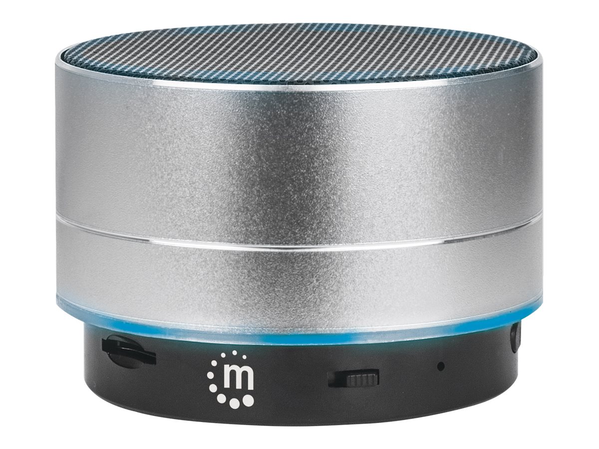 MANHATTAN Metallic LED-Bluetooth-Lautsprecher buntes Licht Bedienelemente USB-A-Port MicroSD-Kartenslot 3,5mm-Klinkenbuchse silber MANHATTAN Metallic LED-Bluetooth-Lautsprecher buntes Licht Bedienelemente USB-A-Port MicroSD-Kartenslot 3,5mm-Klinkenbuchse silber