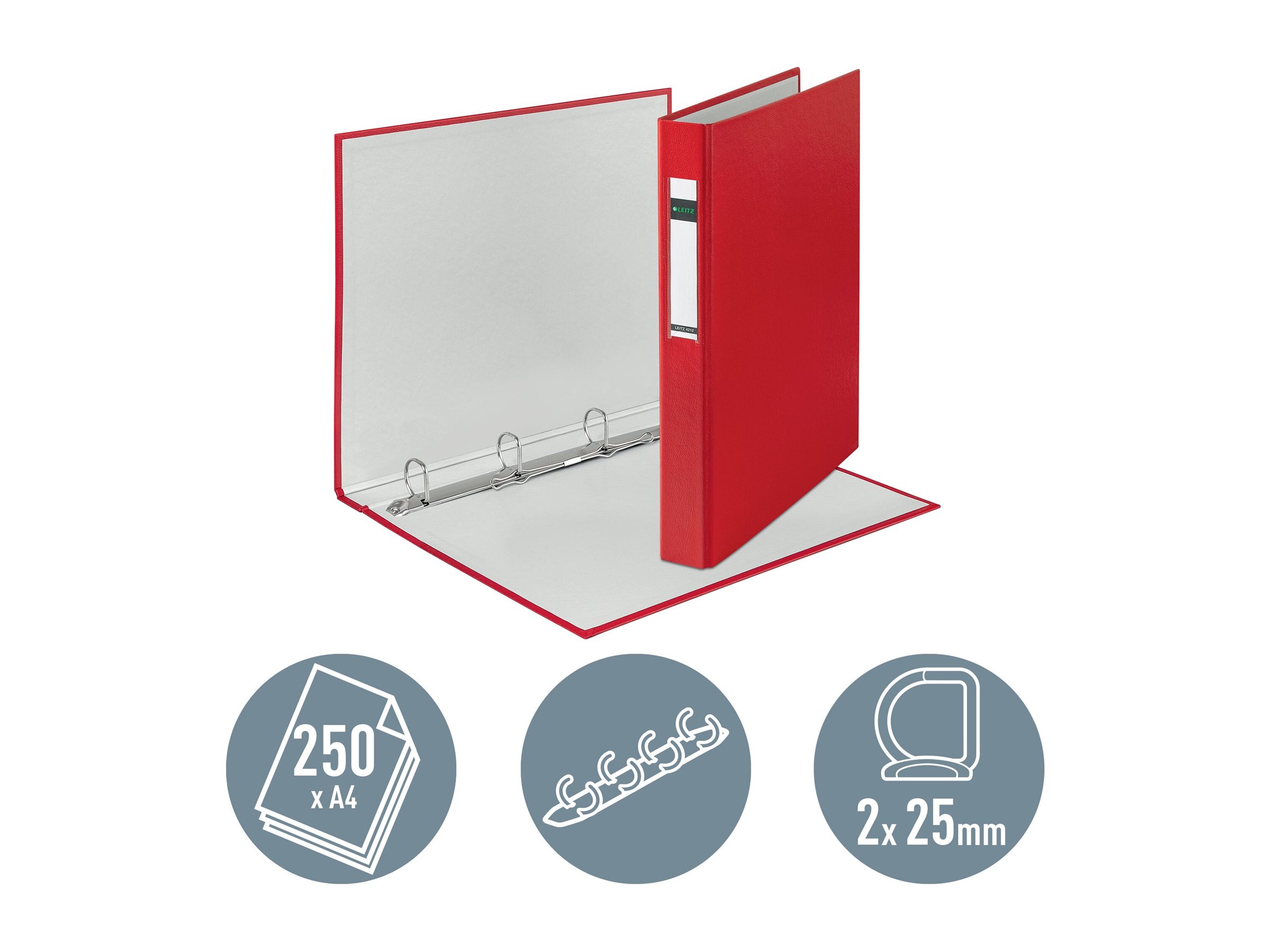 LEITZ 4212 Ringbuch 4-Ringe rot 4,0 cm DIN A4