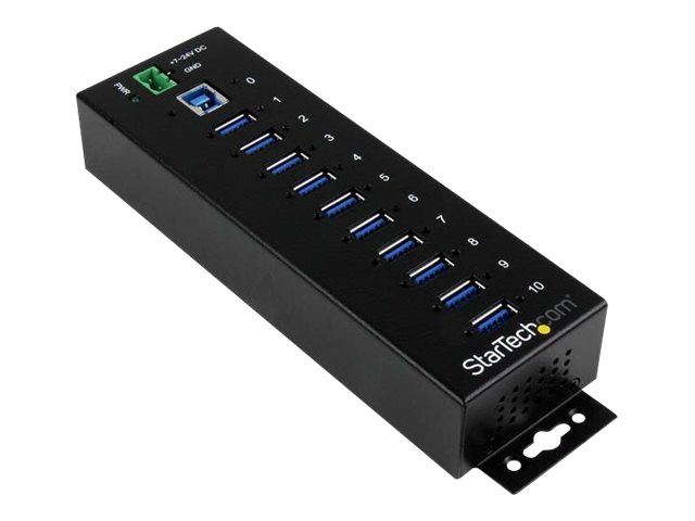 StarTech.com 10 Port Industrieller USB 3.0 Hub - ESD und Überspannungsschutz - DIN Tragschienen oder Oberflächen montierbar - Hub - 10 Anschlüsse