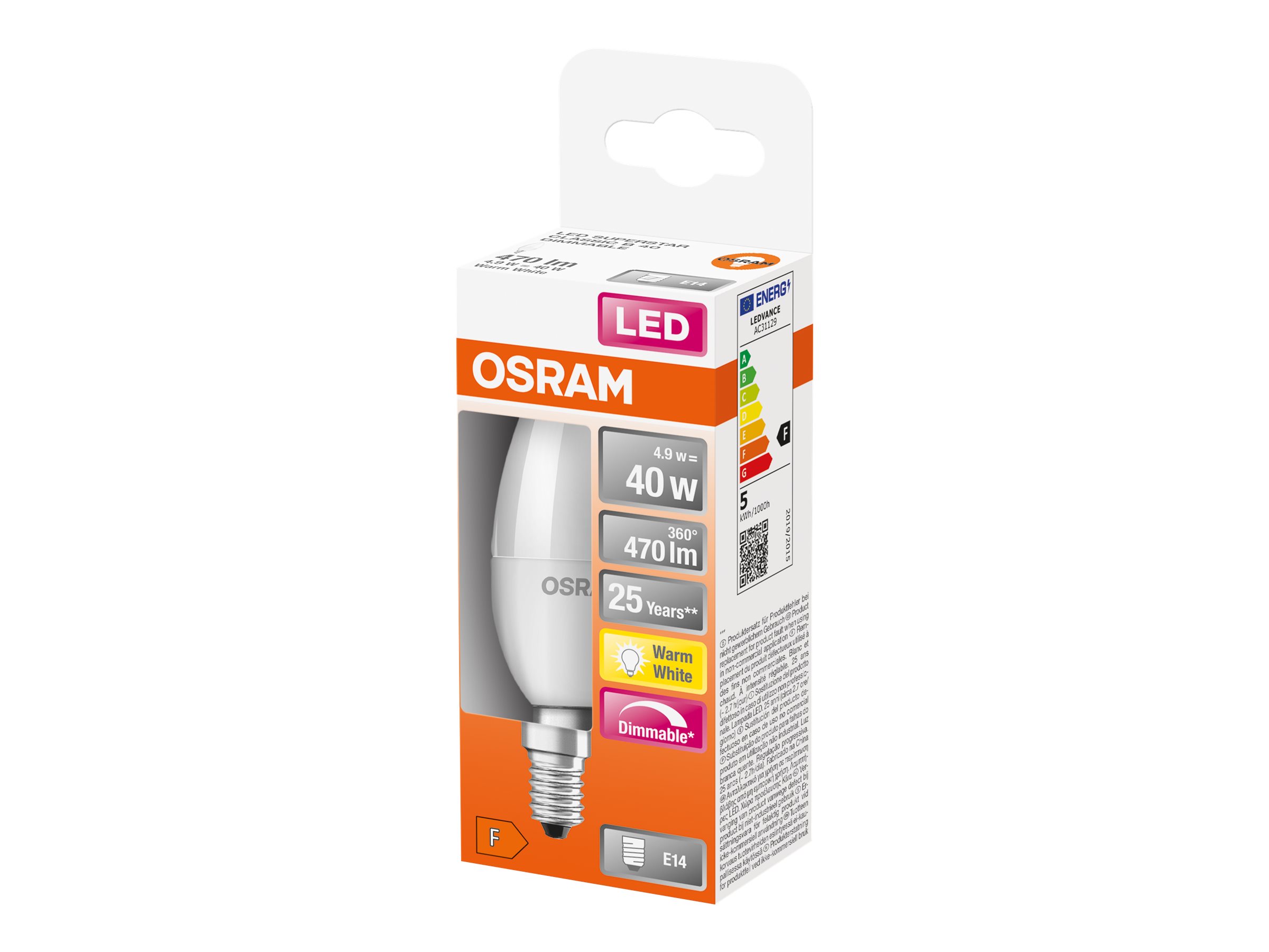 OSRAM LED-Lampe SUPERSTAR CLASSIC B 40 E14 4,9 W matt
