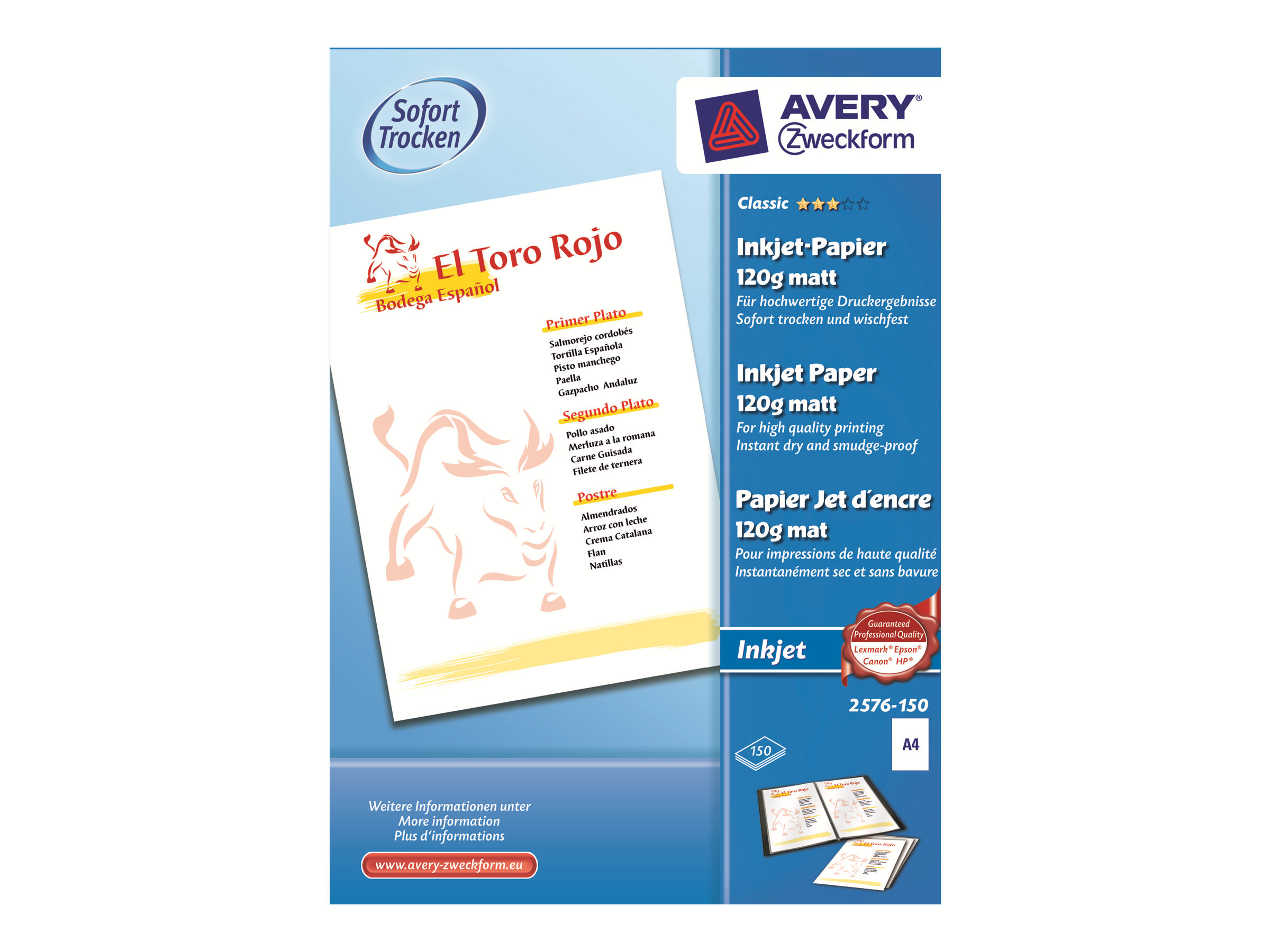 AVERY Zweckform Fotopapier 2576150 DIN A4 matt 120 gqm 150 Blatt