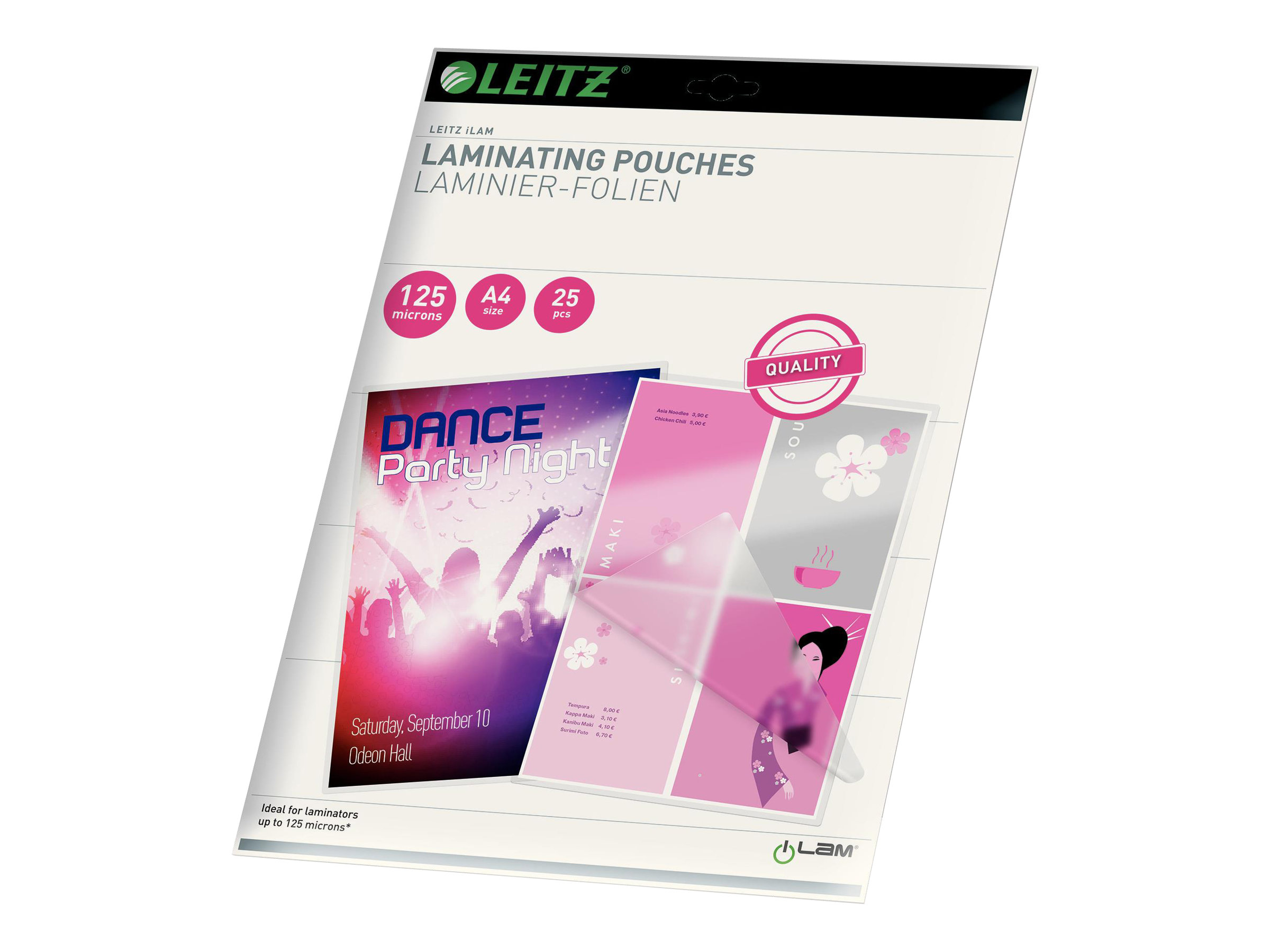 25 LEITZ Laminierfolien glaenzend fuer A4 125 micron 25 LEITZ Laminierfolien glaenzend fuer A4 125 micron