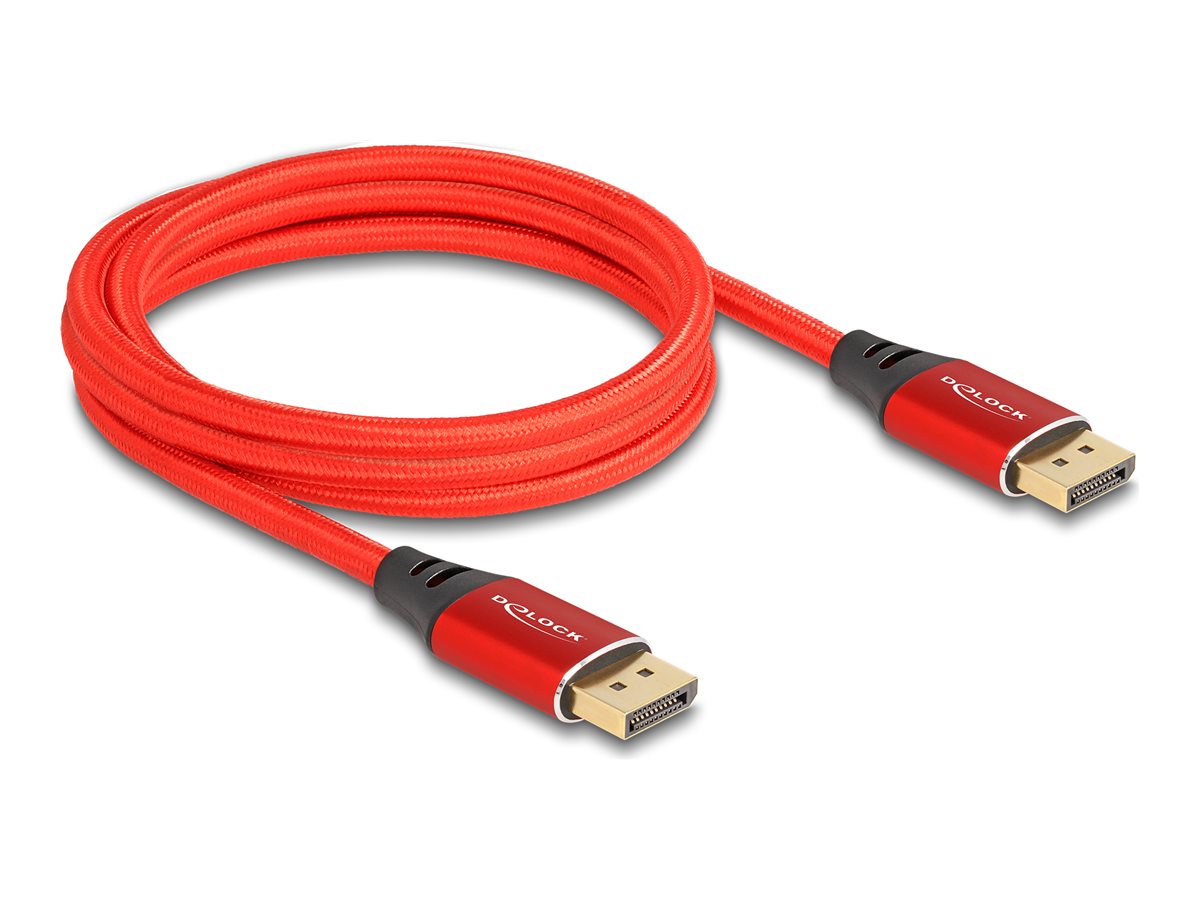 DELOCK DisplayPort Kabel 16K 60 Hz 2m rot Metall