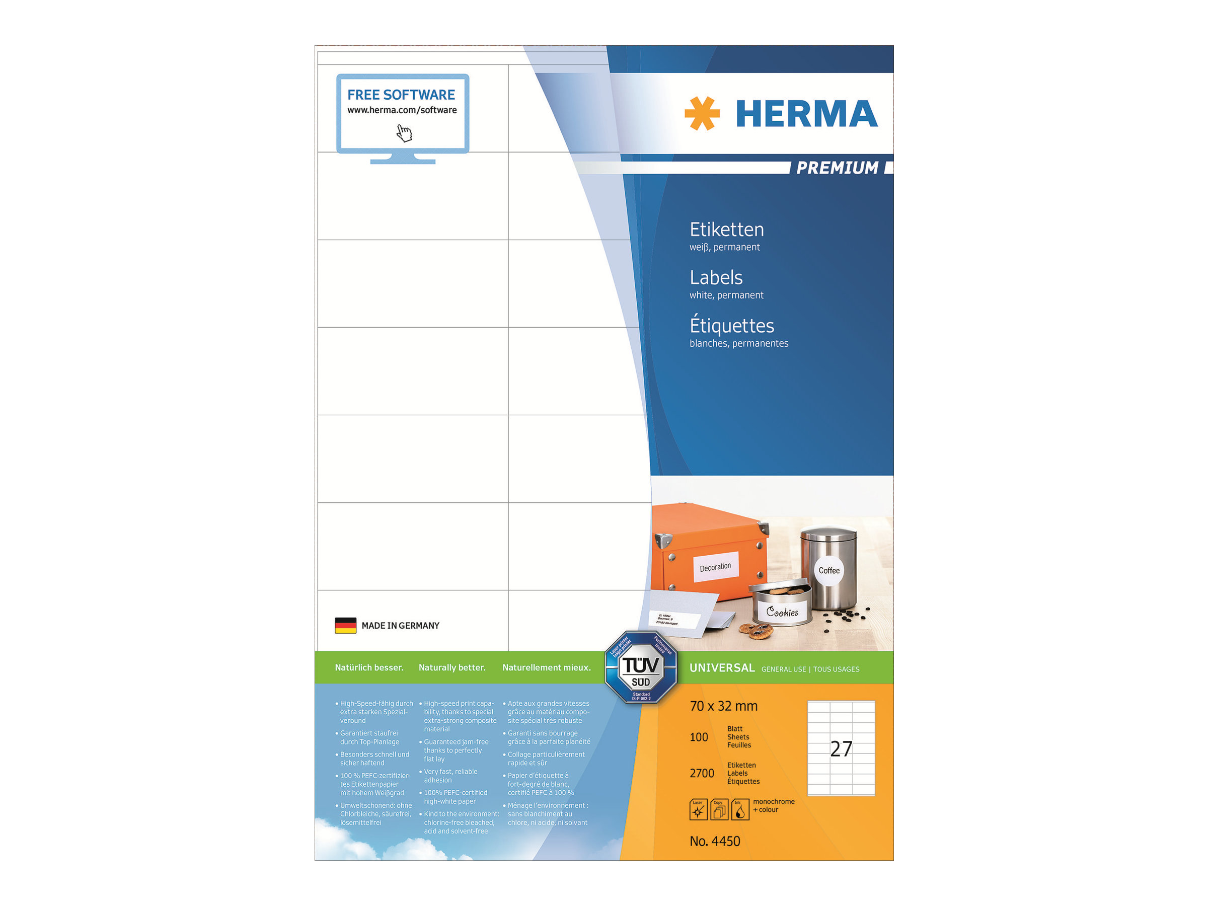 2.700 HERMA Etiketten 4450 weiss 70,0 x 32,0 mm 2.700 HERMA Etiketten 4450 weiss 70,0 x 32,0 mm