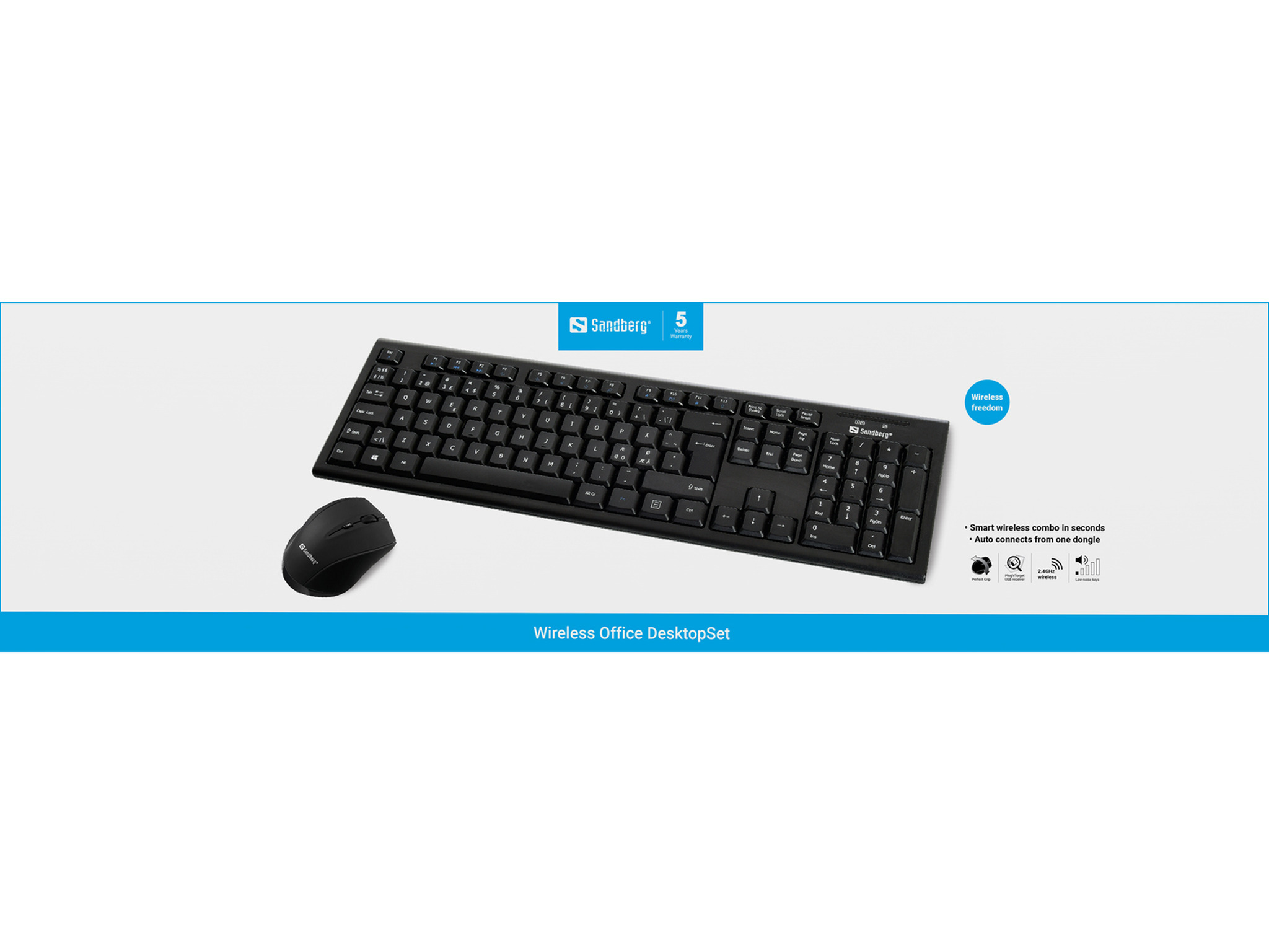 SANDBERG DesktopSet Tastatur‑Maus‑Set kabellos