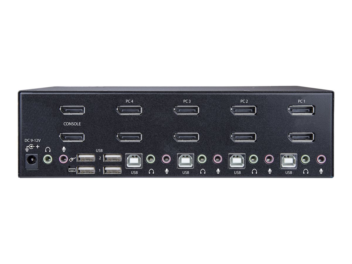 StarTech.com 4 Port Dual DisplayPort KVM Switch - DisplayPort 1.2 KVM - 4K 60Hz - DisplayPort Switch - USB KVM Switch - KVM-/Audio-/USB-Switch - 4 Anschlüsse - an Rack montierbar