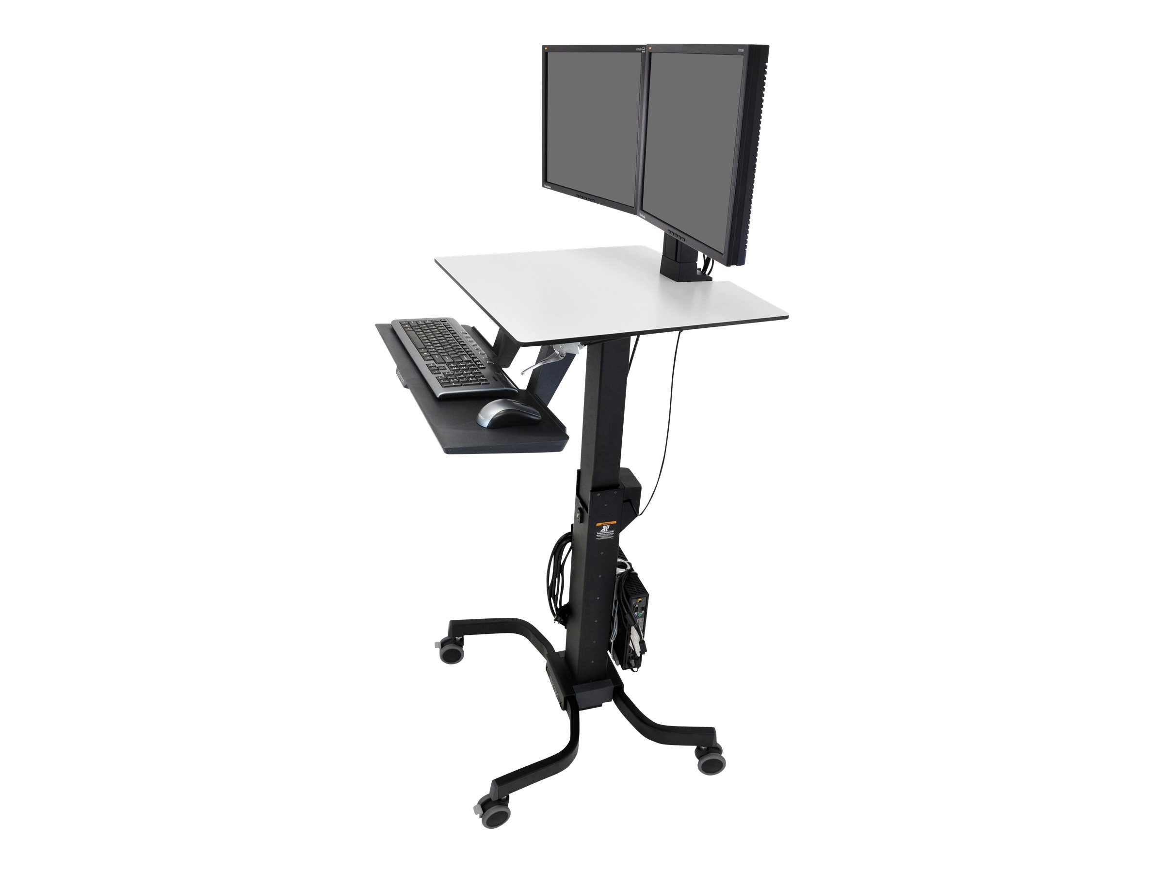 ERGOTRON WorkFit-C Steh-Sitz-Arbeitsplatz Dual HD Fahrwagen bis 61cm 24Zoll Displays 14,7kg.Anhebung bis 63cm VESA 75x75 100x100mm