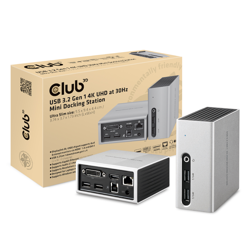 Club3D 4K MiniDockingst USB3 4xUSB3HDMIDVILAN silber
