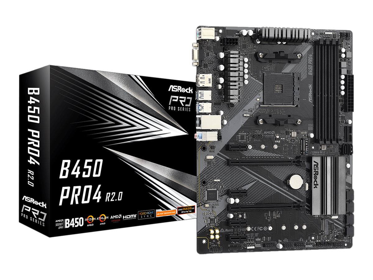 ASRock B450 Pro4 R2.0 - Motherboard - ATX - Socket AM4 - AMD B450