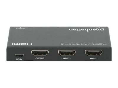 MANHATTAN 8K60Hz 2-Port HDMI-Switch Zum Umschalten zwischen zwei HDMI-Eingängen auf einem HDMI-Ausgang 2x1 48G IR-Fernbedienung