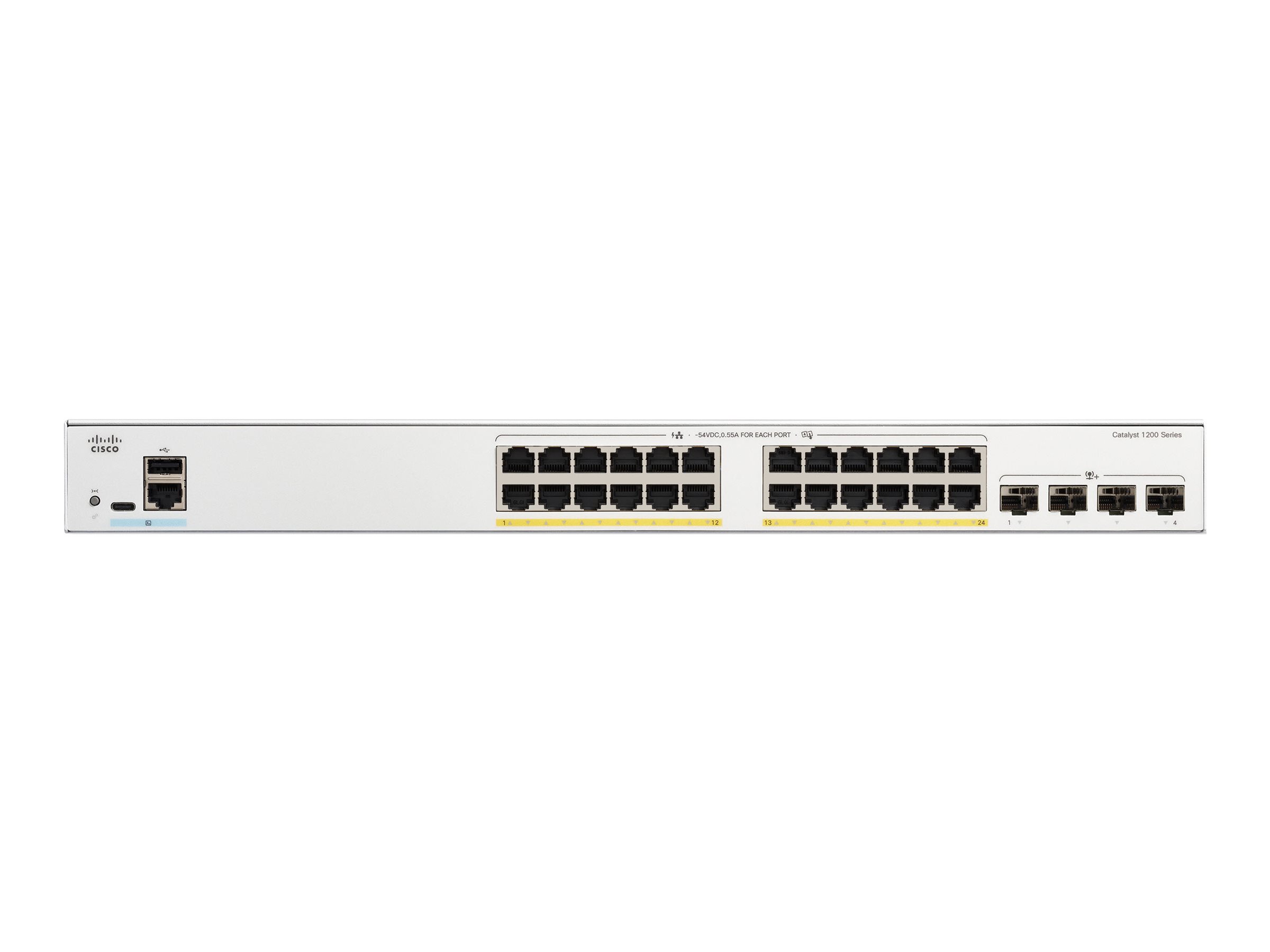 CISCO Catalyst 1200 24-Port Switch / PoE+ with 195W power budget / 4 x 10G SFP+ Uplinks