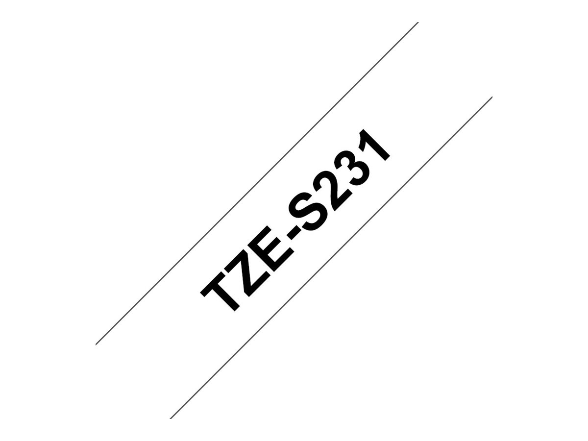 Schriftband TZeS231 extra st Schwarz auf Weiss 12mm x 8m