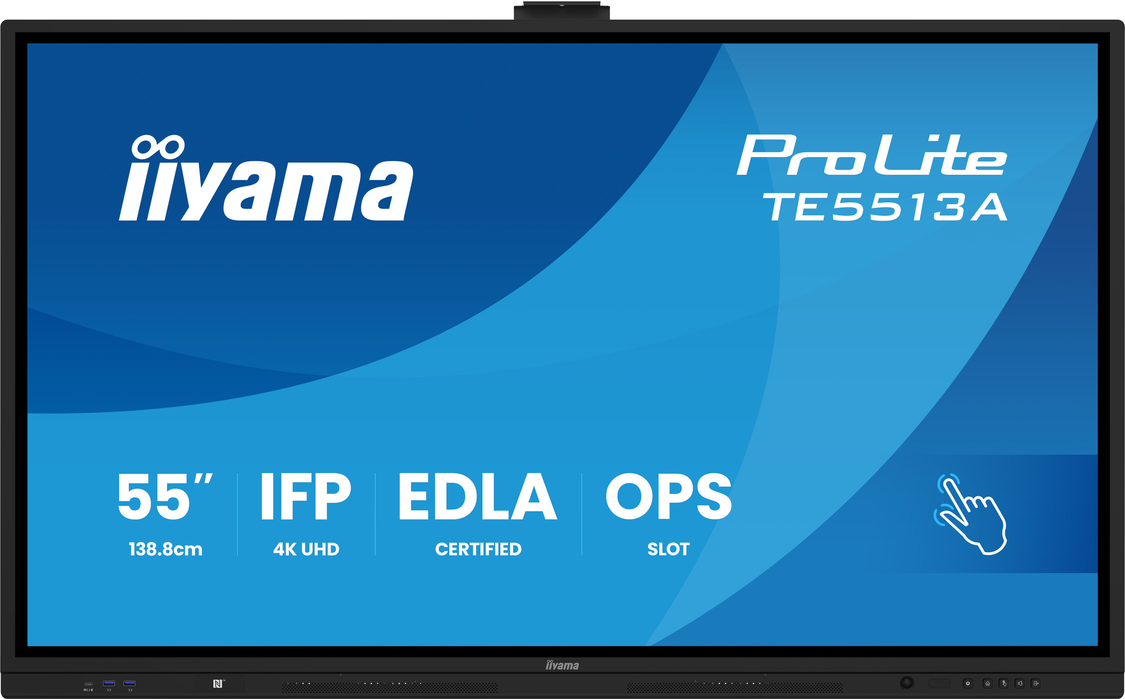 IIYAMA TE5513AB1AG 139,7cm 55Zoll iiWare21E EDLA GoogleGMSapps Android 14 8128GB 40Points PureTouch IR 3840x2160 UHD IPS