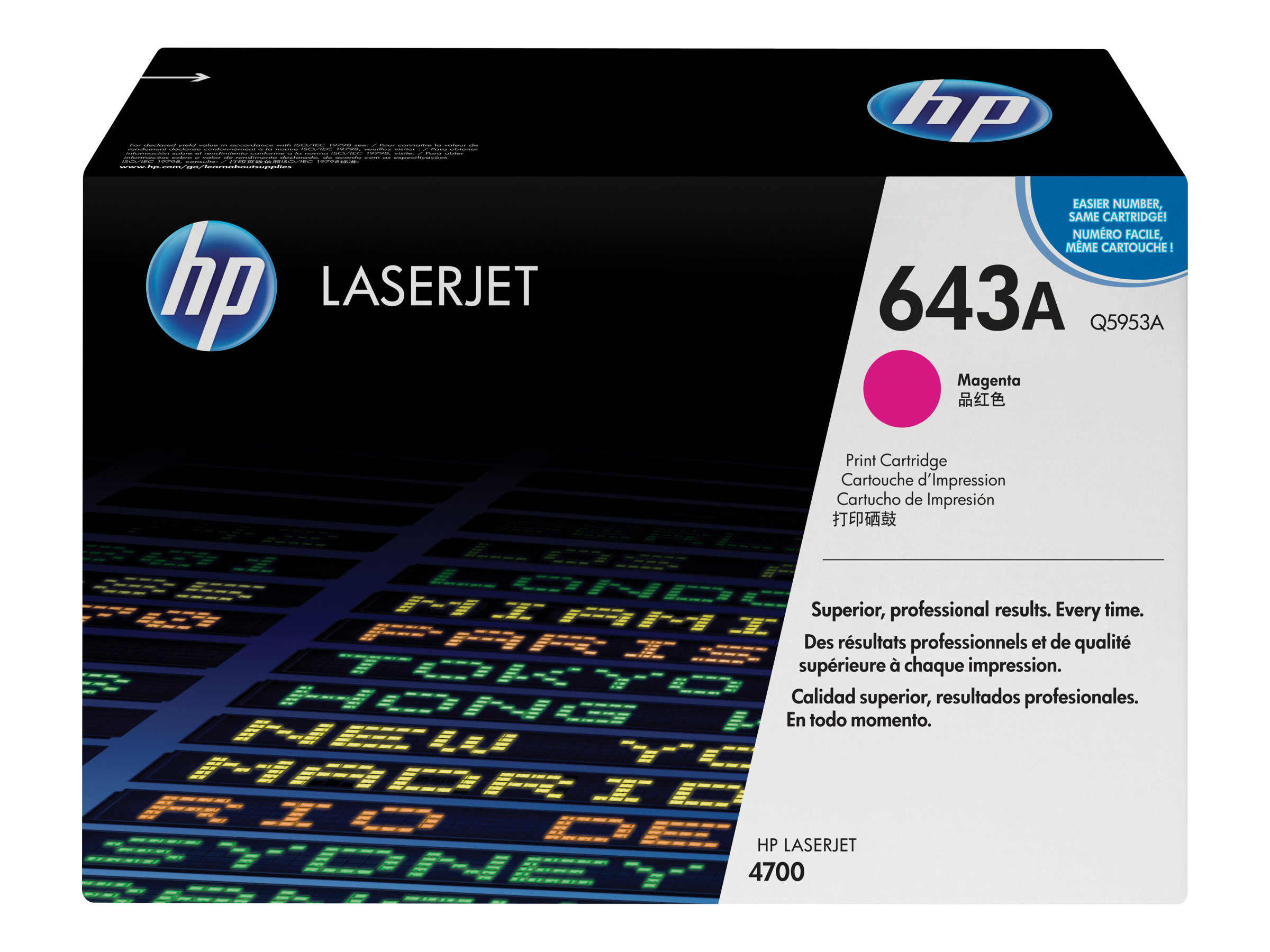 HP 643A original Colour LaserJet Toner cartridge Q5953A magenta standard capacity 10.000 pages 1-pack HP 643A original Colour LaserJet Toner cartridge Q5953A magenta standard capacity 10.000 pages 1-pack