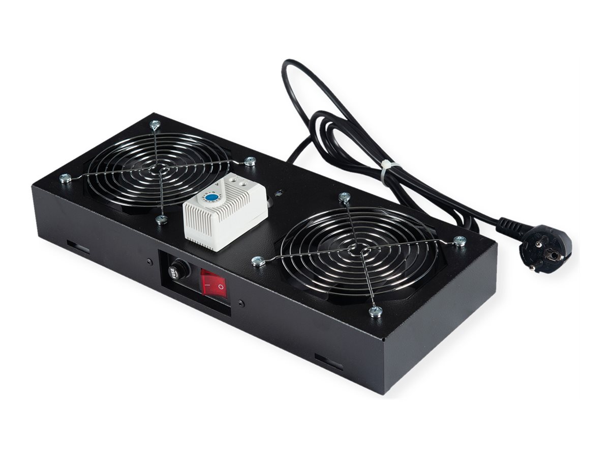 ROLINE Lftereinheit 2 Lfter, fr 19Zoll Wandgehuse schwarz, Thermostat