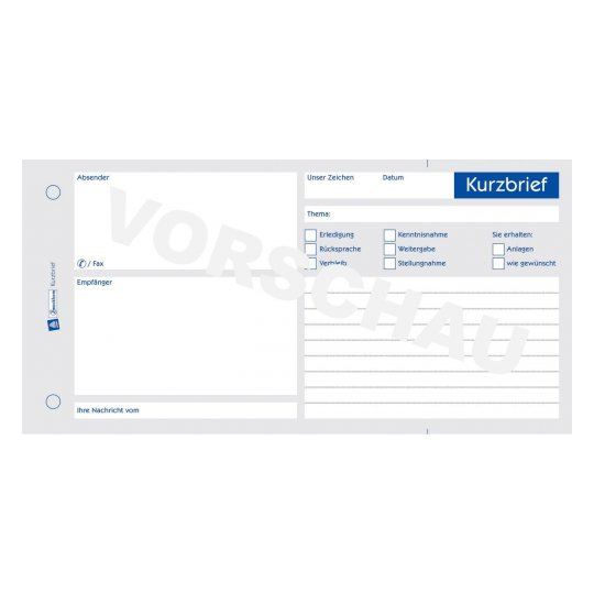 AVERY Zweckform Kurzbrief Formularbuch 1020