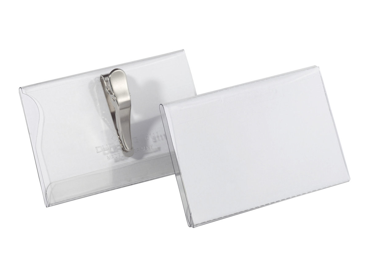 25 DURABLE Namensschilder mit Krokoklemme 9,0 x 5,4 cm